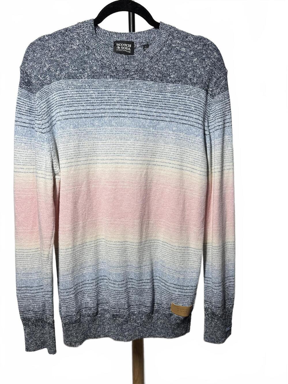 Scotch & Soda Amsterdam Gradient Knit Pullover Sweater Gray Pink Men's Large